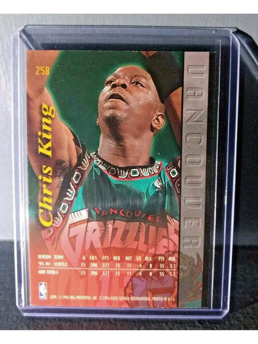 1995-96 Chris King Fleer Ultra #258 Grizzlies Expansion Team Basketball Card